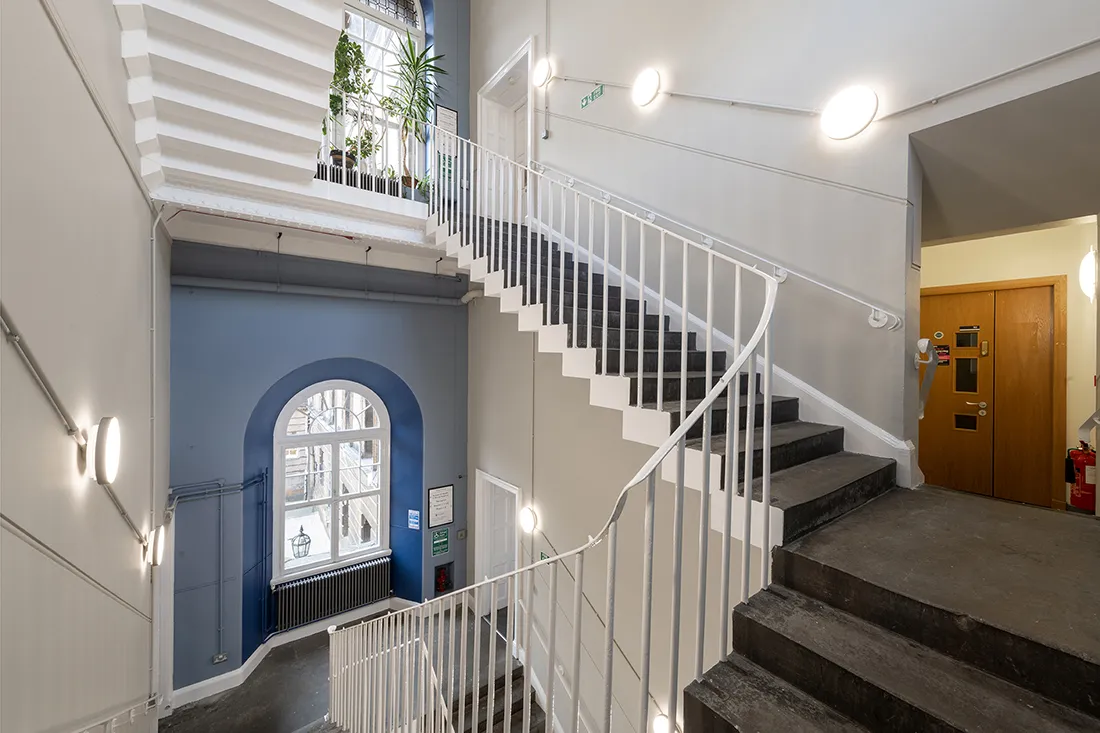 The refurbished staircase in Doorway 6 of the Medical School 